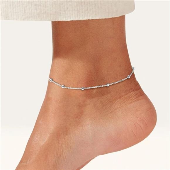 925 Sterling Silver Ankle Bracelet for Women, Simple Cuban Link/Figaro/Twisted - Picture 10 of 14